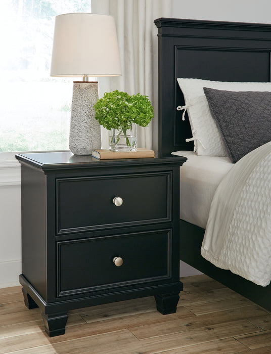 Lanolee Queen Panel Bed with Mirrored Dresser and Nightstand