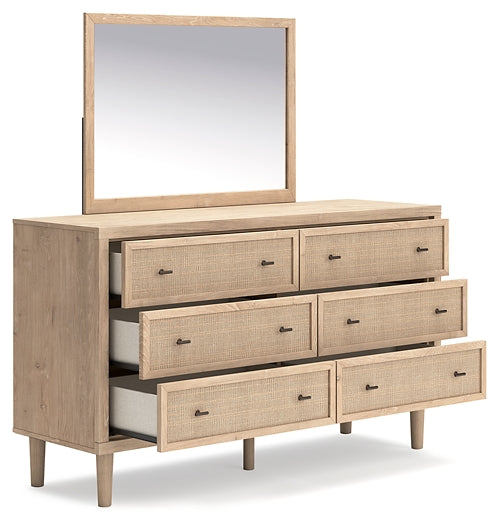 Cielden King Panel Headboard with Mirrored Dresser