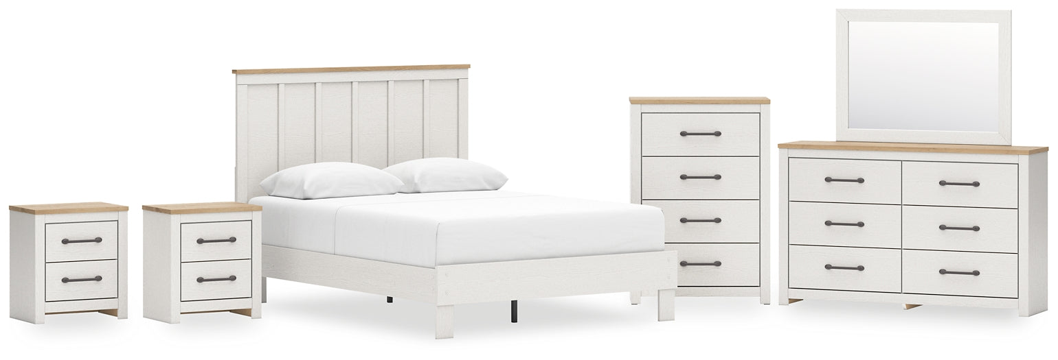 Linnocreek Queen Panel Bed with Mirrored Dresser, Chest and 2 Nightstands