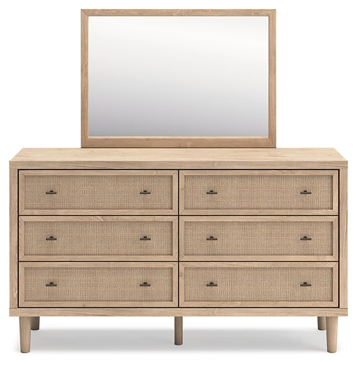 Cielden King Panel Bed with Mirrored Dresser and 2 Nightstands