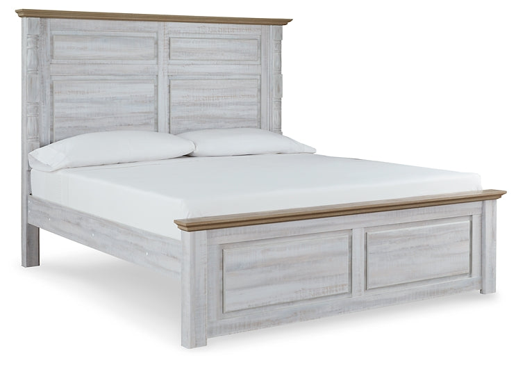 Haven Bay King Panel Bed with Mirrored Dresser, Chest and Nightstand